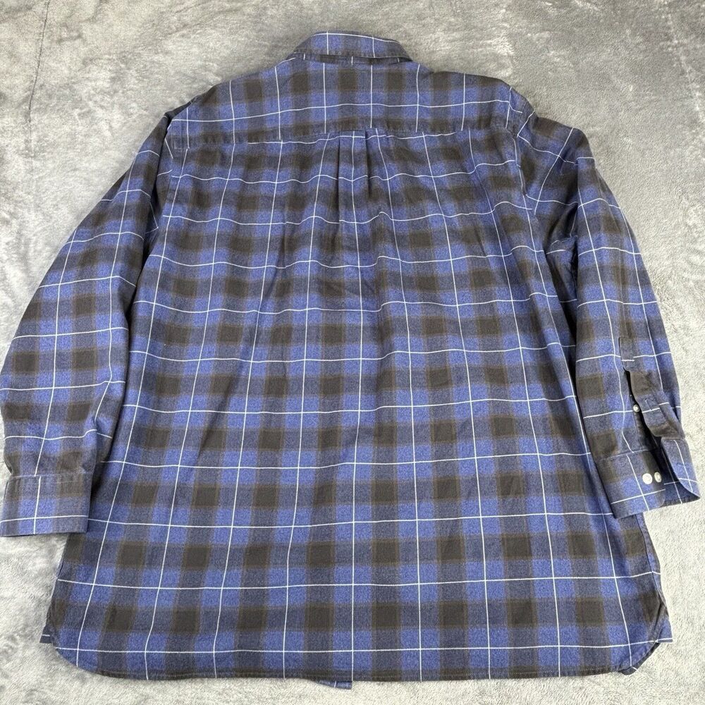 Daniel Cremieux Mens Shirt 2XT Blue Gray Plaid Light Brushed Flannel Long Sleeve - Picture 4 of 9